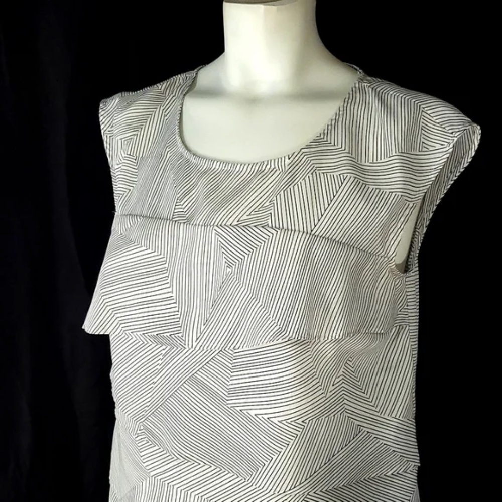 LOFT Layered Panel Striped Cap Sleeve Top - Picture 3 of 9